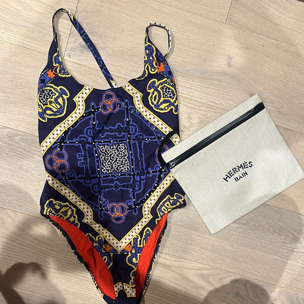 Hermes Blue and Orange One Piece Swimsuit